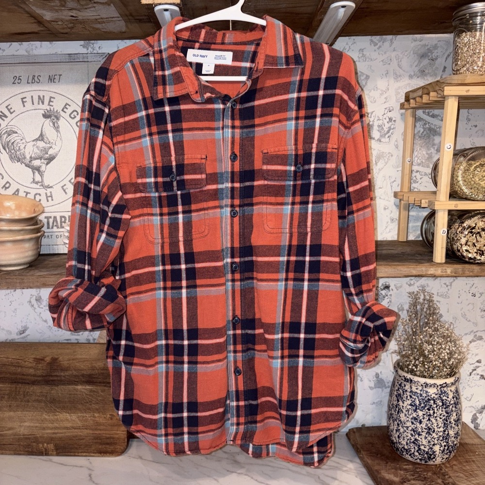 Cozy Fall Colors Country Western Cotton Blend Flex Shirt Women's M